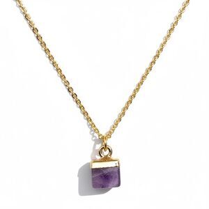 Indio Jewelry Delicate Gold Amethyst Faceted Gemstone Necklace #206
